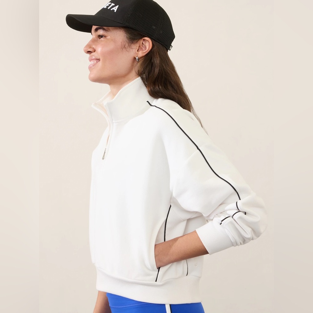 Athleta White Sweatshirt with Black Accents